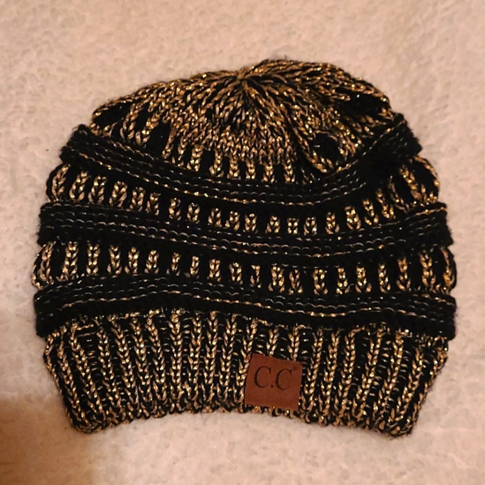 C.C Black and Gold Spun Winter Toboggan